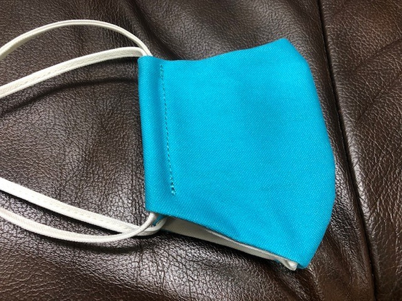 可水洗的三維面罩可調節的耳機線100％棉質的可水洗的三維面罩M水藍色 第2張的照片