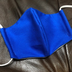 可水洗立體口罩可調式耳機線100％棉質可水洗立體口罩L藍色 第1張的照片