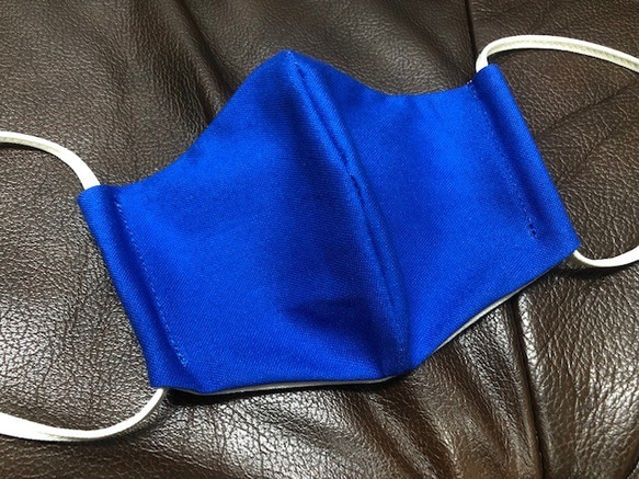 可水洗立體口罩可調式耳機線100％棉質可水洗立體口罩L藍色 第1張的照片