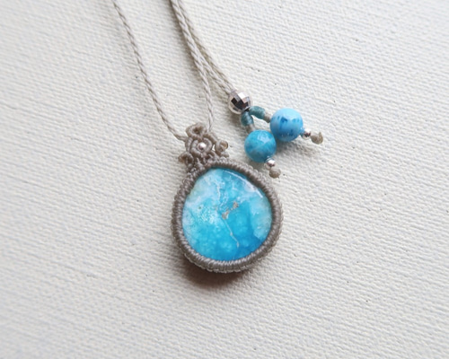 でんちゃん　大粒ヘミモルファイトのマクラメネックレス 0_0fe08709f7c0d6db91198bf08f29