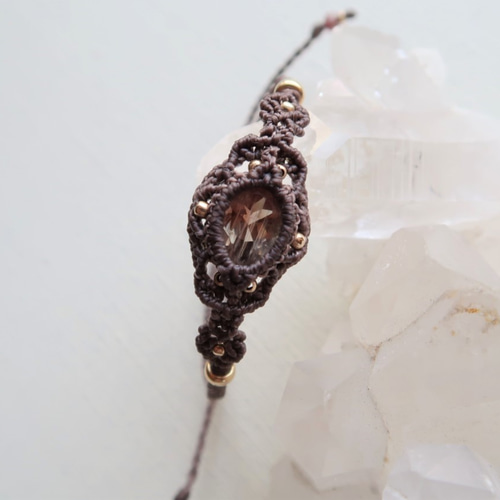 希少】オレゴンサンストーン・マクラメブレスレットdrcut