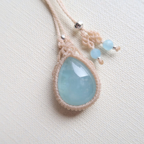 アクアマリン・マクラメペンダントdrvdeco ネックレス・ペンダント