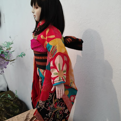 創作ビスクドール人形　アンティーク花柄の着物の 女の子パート2 3枚目の画像