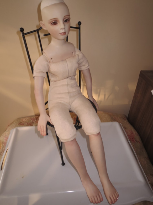 創作ビスクドール人形　アンティーク花柄の着物の 女の子パート2 5枚目の画像