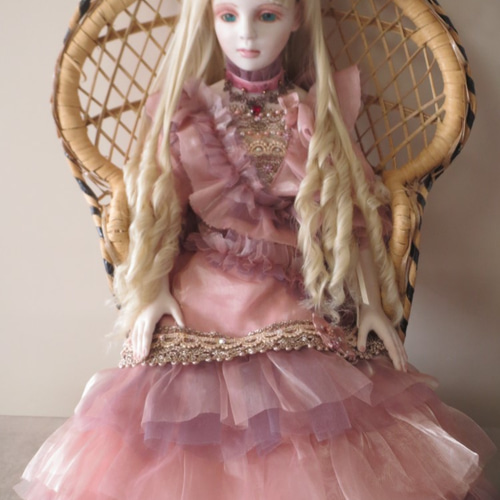 ビスク製アンティークドール ピンクドレス アンティーク ビスクドール 西洋人形 Doll ピンクドレス 40cm