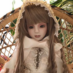 創作ビスクドール人形 黒地花柄のロングドレスの女の子 その他人形