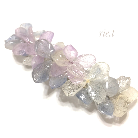 再販5【rie.t】本物の紫陽花♡春色バレッタ 3枚目の画像