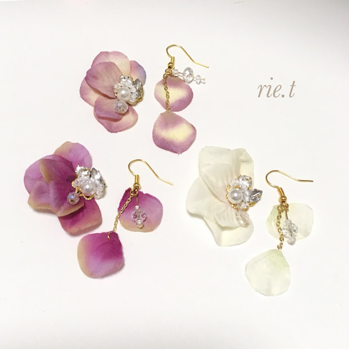 在庫処分 【rie.t】フラワー♡イヤーカフセット♡イヤリングorピアス