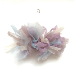 再販4【rie.t】オーガンジーの花咲バレッタ  ブーケ 2枚目の画像