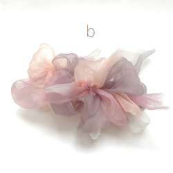 再販4【rie.t】オーガンジーの花咲バレッタ  ブーケ 3枚目の画像