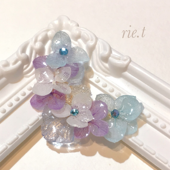 再販44【rie.t】本物の紫陽花のイヤーカフ 8枚目の画像