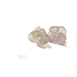 再販18【rie.t】本物の紫陽花 ノンホールピアス 7枚目の画像