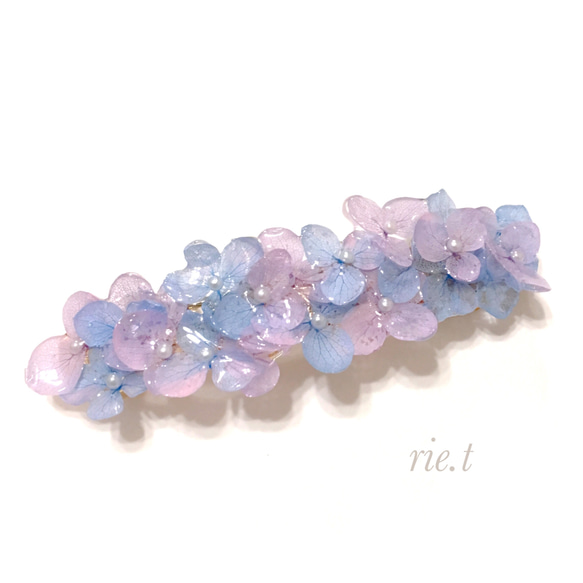 再販6【rie.t】本物の紫陽花 バレッタ 3枚目の画像