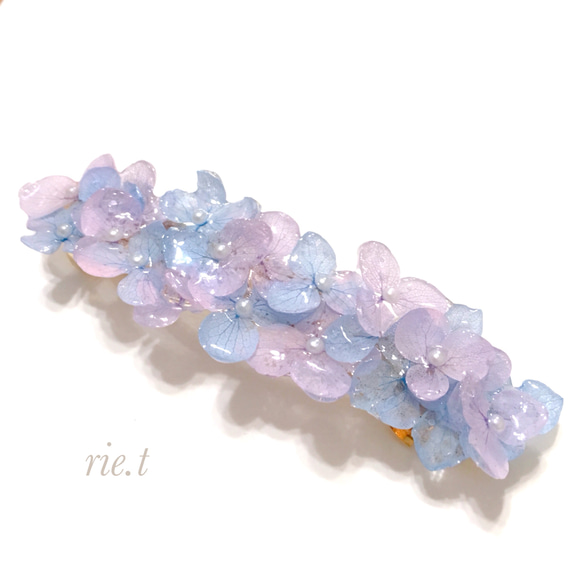 再販6【rie.t】本物の紫陽花 バレッタ 6枚目の画像