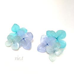 再販13【rie.t】ブルーの紫陽花　ピアス／イヤリング 8枚目の画像