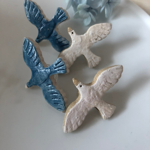 セラミック白鳥 壁掛け ウォールデコ ハンドメイド ヴィンテージ