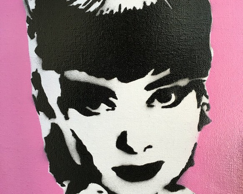 背景色変更可 オードリーヘップバーン ぶりっ子 22*27cm 絵画