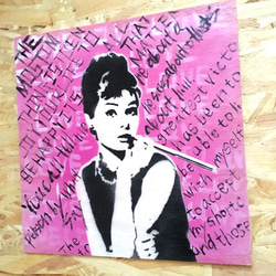 Audrey-Pink on panelwood30/30cm 3枚目の画像