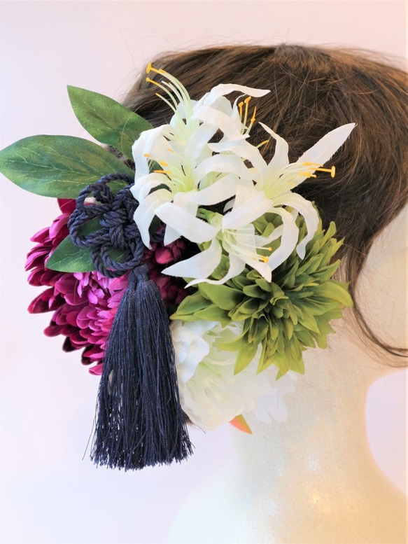 髪飾り ネリネ　成人式、卒業式、和装の結婚式に 2枚目の画像