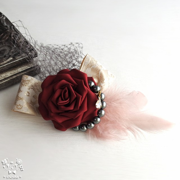 つまみ細工 薔薇のポニーフック (赤薔薇) 問題