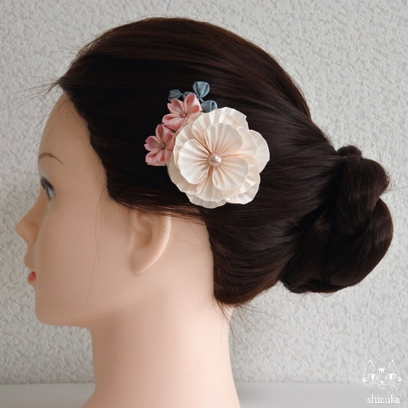牡丹と桜✤2wayコサージュピン　«ピンク»　つまみ細工　髪飾り　入学式・卒業式・お呼ばれ・フォーマル 5枚目の画像