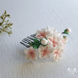 姫桜の舞✿コーム　«愛桜»　つまみ細工　髪飾り　お花見・卒業式・お呼ばれ・着物 2枚目の画像