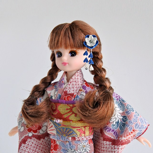 八重梅✤人形用かんざし つまみ細工 髪飾り ドール リカちゃん 八重梅✤人形用かんざし つまみ細工 髪飾り ドール リカちゃん