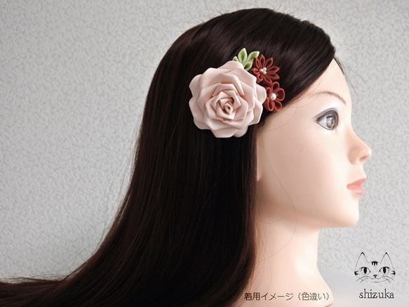 薔薇姫の輝き✡つまみ細工　2wayクリップピンコサージュ ⊰ シビラ ⊱　入学式・入園式・振袖・ドレス 5枚目の画像