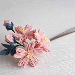 姫桜✿つまみ細工　ピンク　コームor簪　着物・結婚式・髪飾り・お花見 2枚目の画像