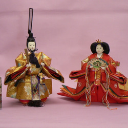 弥生人形　ひな祭り　未使用品　赤と金の着物 雛人形 ○受注製作○ ひなまつり 三五親王立ち雛 金彩no.3 ひな人形
