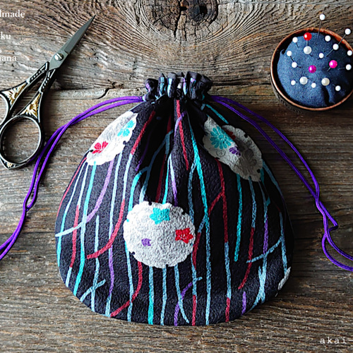 MK62まんまるミニ巾着2枚セット⭐️巾着袋 ポーチ 花柄ハート バレンタインにも MK62まんまるミニ巾着2枚セット⭐️巾着袋 ポーチ 花柄ハート