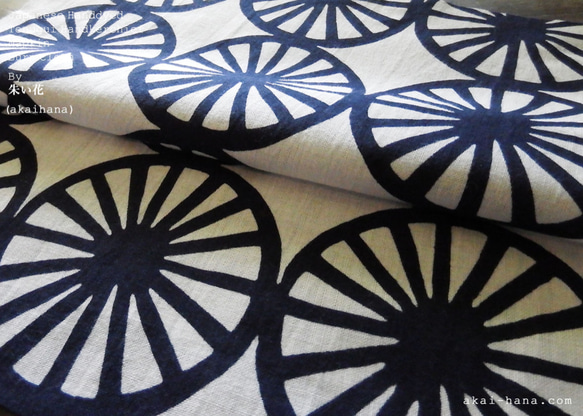 朱い花オリジナル本染め手拭ハンカチ⦿自転車 2枚目の画像