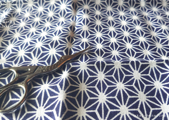 ひと針刺し子の手拭いハンカチ⦿麻の葉 2枚目の画像