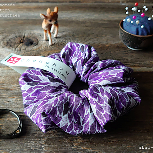 USコットンのシュシュ⦿Wisteria～藤 シュシュ 朱い花 通販