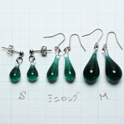 ガラスのしずくピアス(S) Blue Green 4枚目の画像