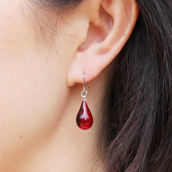 Glass Drop Earring(M)Red 第2張的照片