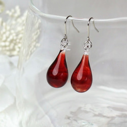 Glass Drop Earring(M)Red 第1張的照片