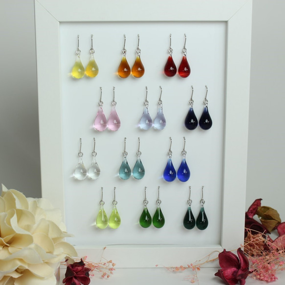 Glass Drop Earring(M)Red 第5張的照片