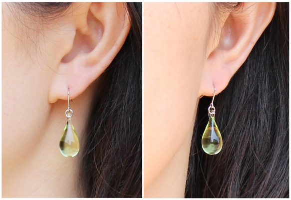 Glass Drop Earring(M)Lime Green 第2張的照片