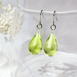 Glass Drop Earring(M)Lime Green 第1張的照片