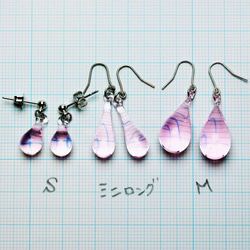 Glass Drop Earring(M) Clear Pink 第3張的照片