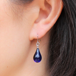 Glass Drop Earring(M)Cobalt Blue 第2張的照片