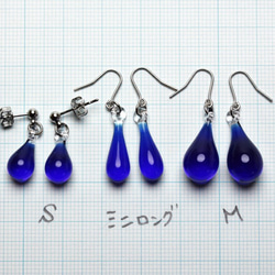 Glass Drop Earring(M)Cobalt Blue 第3張的照片