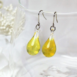 Glass Drop Earring(M)Opal Yellow 第1張的照片