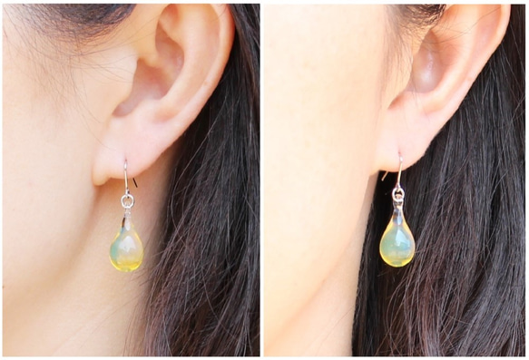 Glass Drop Earring(M)Opal Yellow 第2張的照片