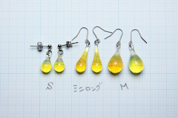 Glass Drop Earring(M)Opal Yellow 第3張的照片