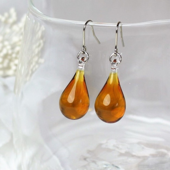 Glass Drop Earring(M)Maple 第1張的照片