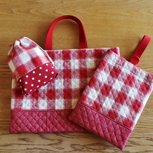 入園 入学3点セット 赤チェック さくらんぼ 入園・入学3点セット