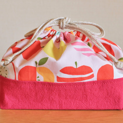 《お弁当袋》 ピンクのリンゴ 入園入学準備【再販】 1枚目の画像