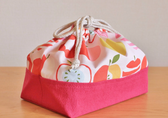 《お弁当袋》 ピンクのリンゴ 入園入学準備【再販】 2枚目の画像